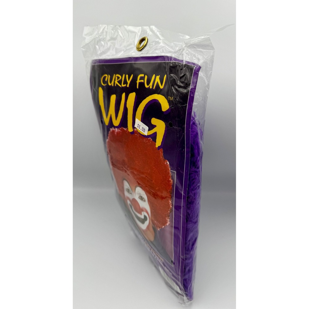 Fun World Curly Fun Wig Purple Clown Costume Afro Cosplay New Sealed VTG Basic